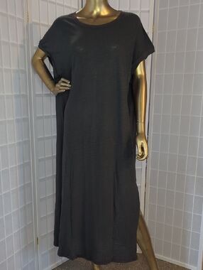 NATURAL LIFE Frankie Knit Gray, Red Trim Maxi T-Shirt Dress